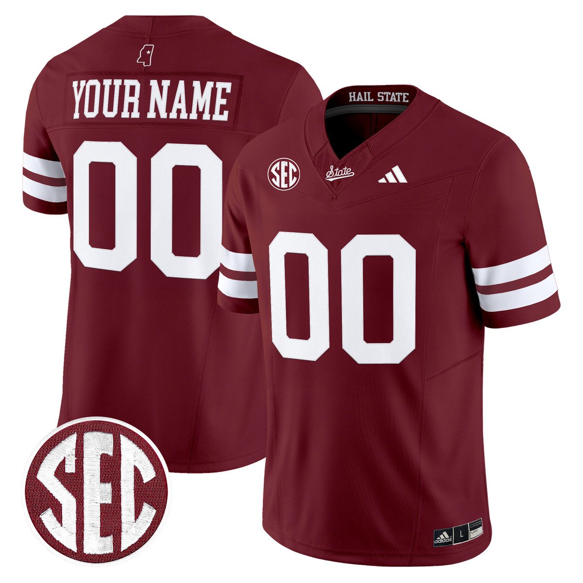 Custom Mississippi State Bulldogs Jersey Name, Number Dark Mode Stitched Maroon