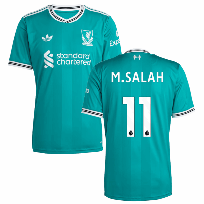 Mohamed Salah 11 Liverpool 2025-26 Third Match Jersey – Aqua