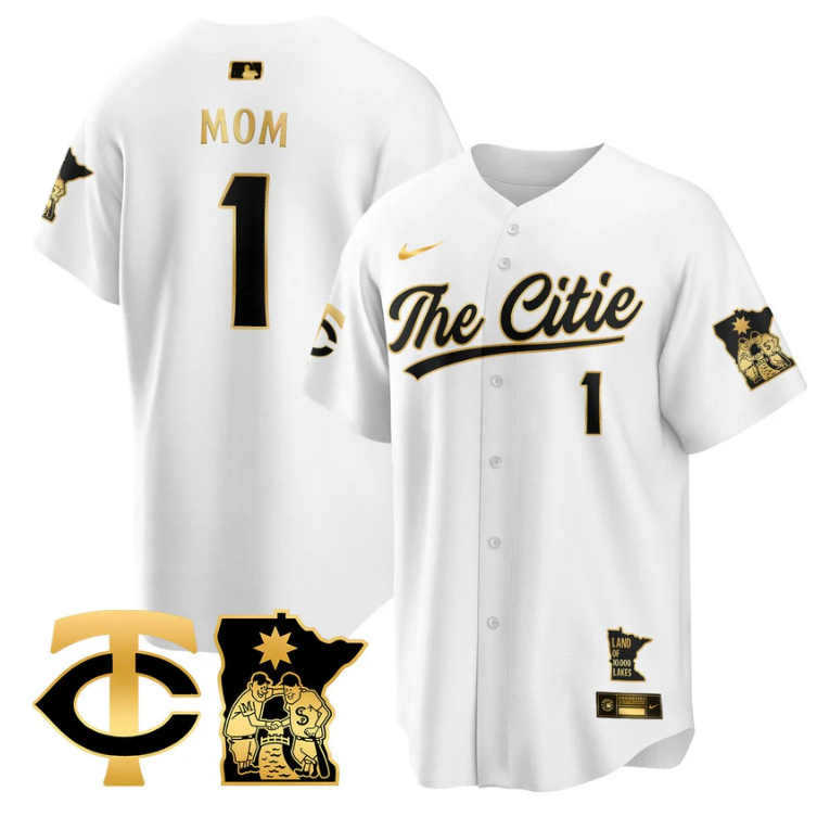 Mom Jersey #1 Minnesota Twins 2025 City Connect Concept Stitched White Gold