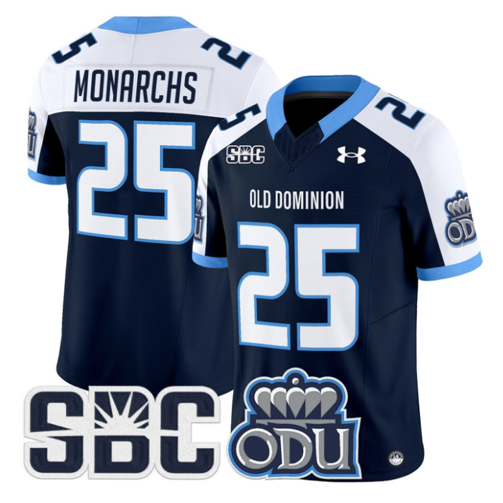Monarchs Jersey #25 Old Dominion Monarchs 2025 Vapor Limited Stitched Navy Alter