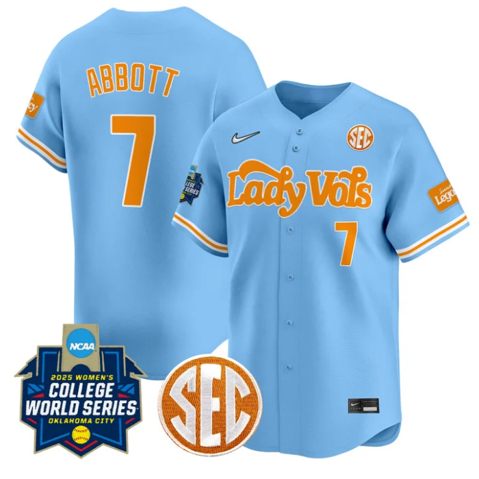 Monica Abbott Jersey #7 Tennessee Volunteers Softball 2025 World Series Stitched Blue