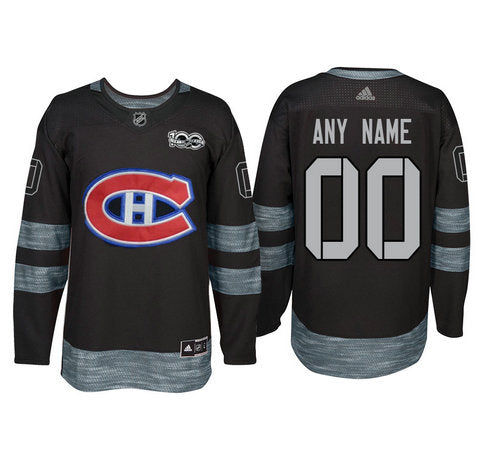 Montreal Canadiens Black 1917-2017 100th Anniversary Stitched NHL Custom Jersey