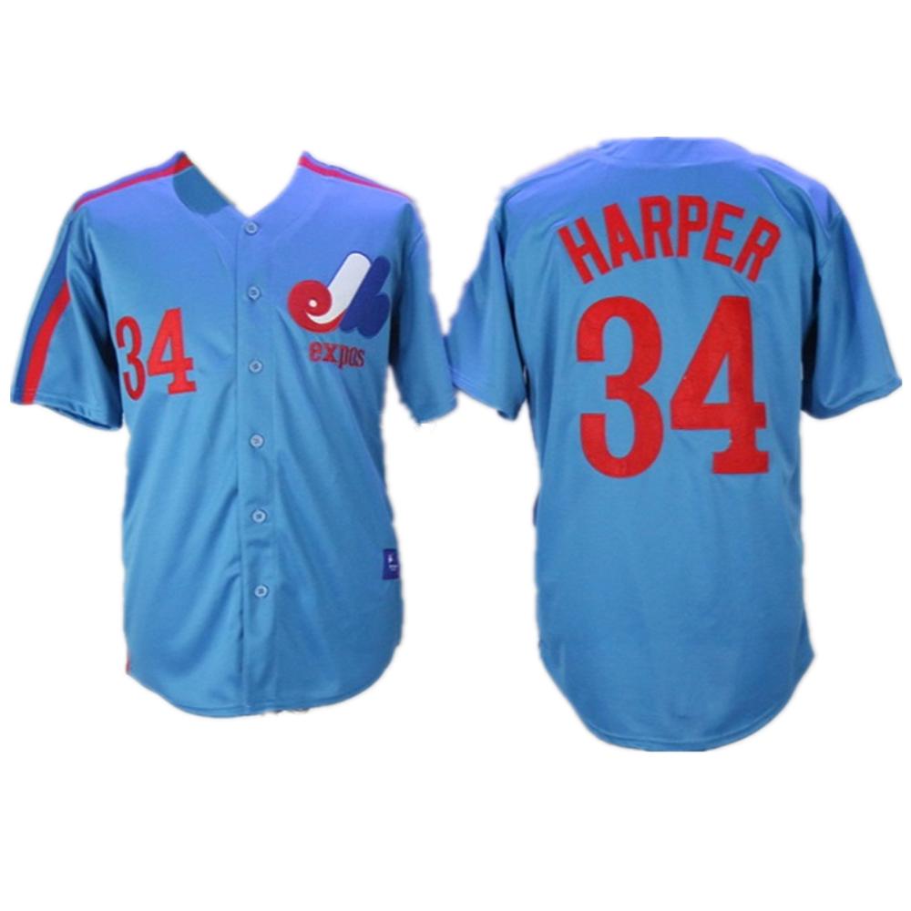 Montreal Expos Bryce Harper Blue Throwback Jersey
