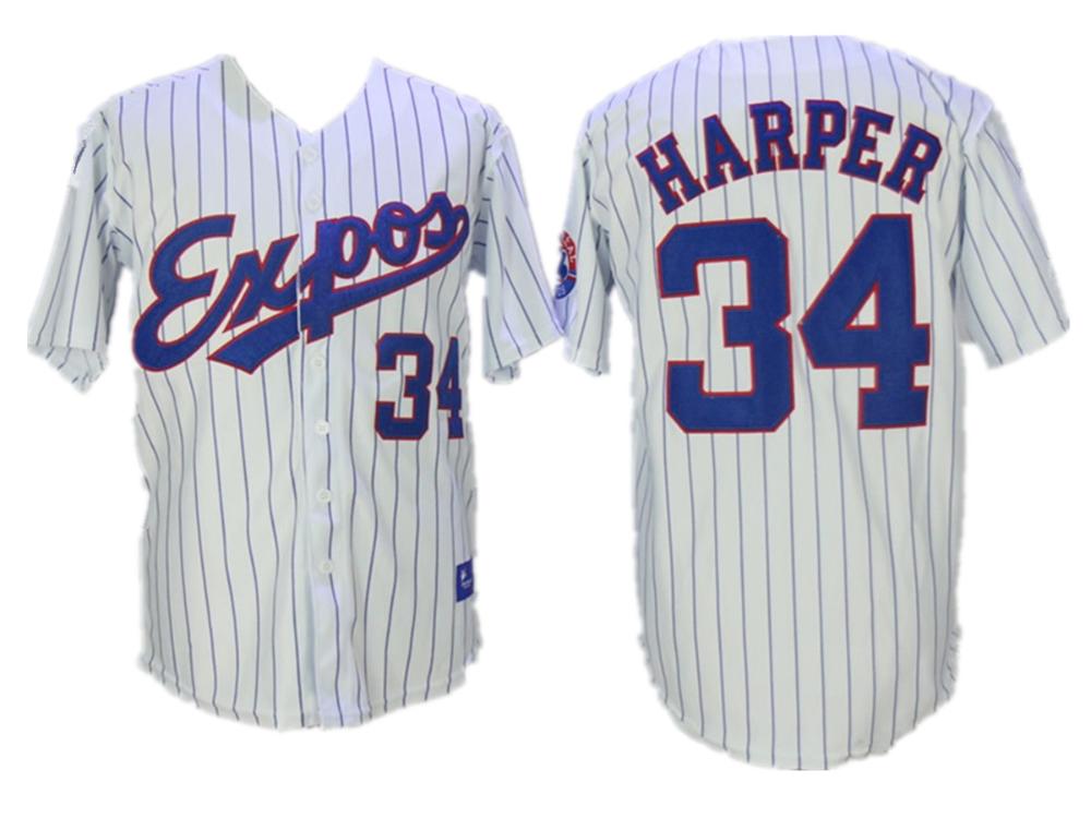 Montreal Expos Bryce Harper White Throwback Jersey