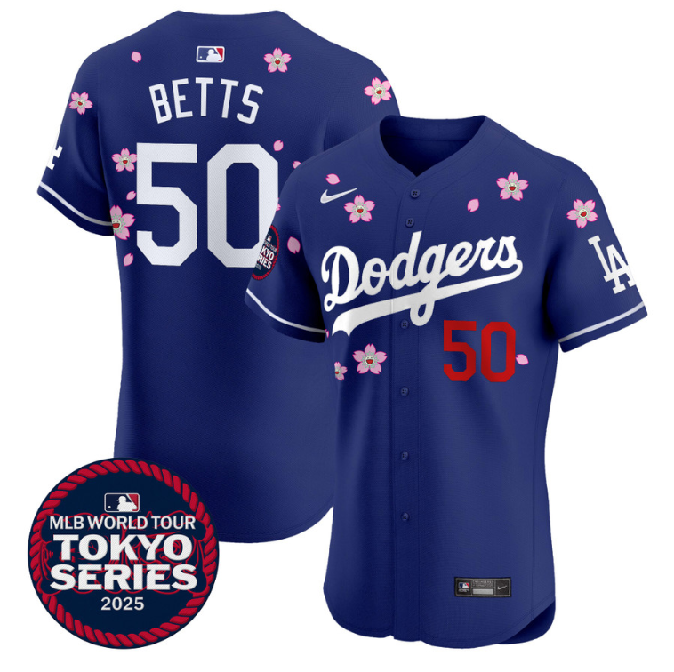 Mookie Betts Jersey #50 Dodgers Tokyo Series 2025 Vapor Premier Elite Stitched Royal