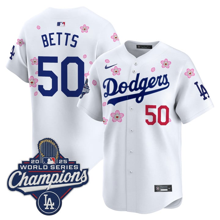 Mookie Betts Jersey #50 Dodgers 2025 World Series Champions Stitched