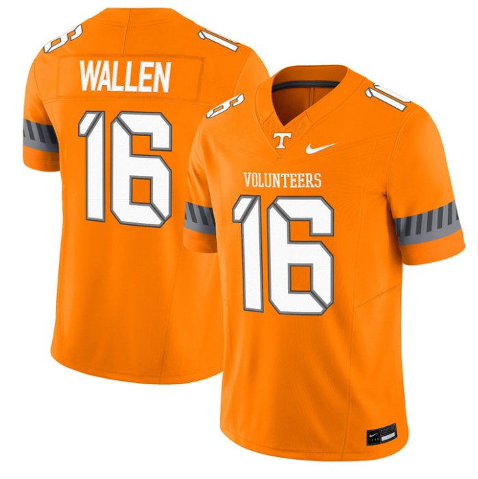 Morgan Wallen Jersey #16 Tennessee Vols 2025 Smokey Grey Series Stitched Orange