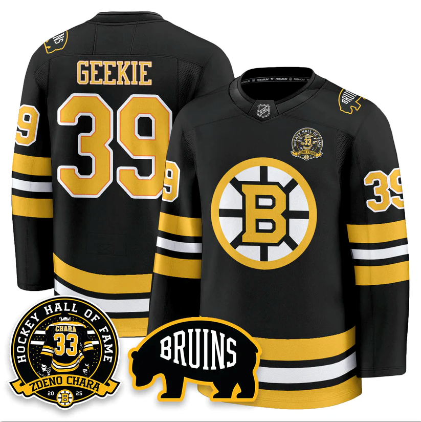 Morgan Geekie Jersey #39 Boston Bruins Premium Zdeno Chara HOF Stitched