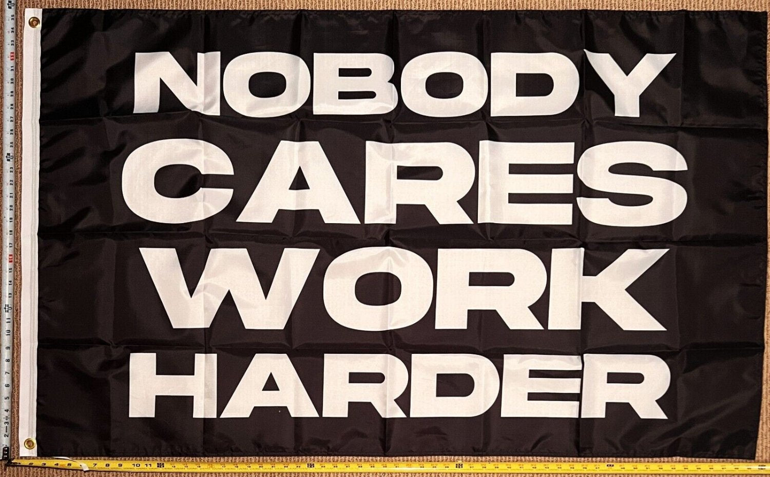 Motivation Flag Nobody Cares Work Harder Bl Gym Banner Sign 3x5'