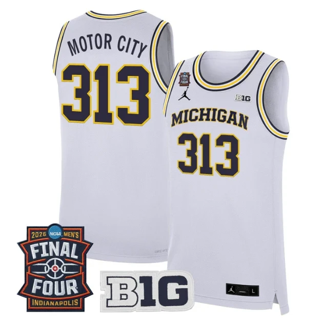 Motor City Jersey #313 Michigan Wolverines 2026 Final Four Stitched White