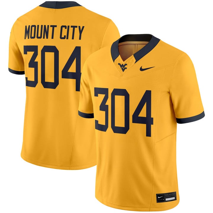 Mount City Jersey #304 West Virginia Mountaineers 2025 Vapor Stitched Gold