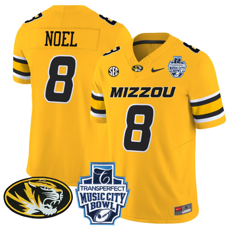Nate Noel Jersey #8 Missouri Tigers 2024 Music City Bowl Gold