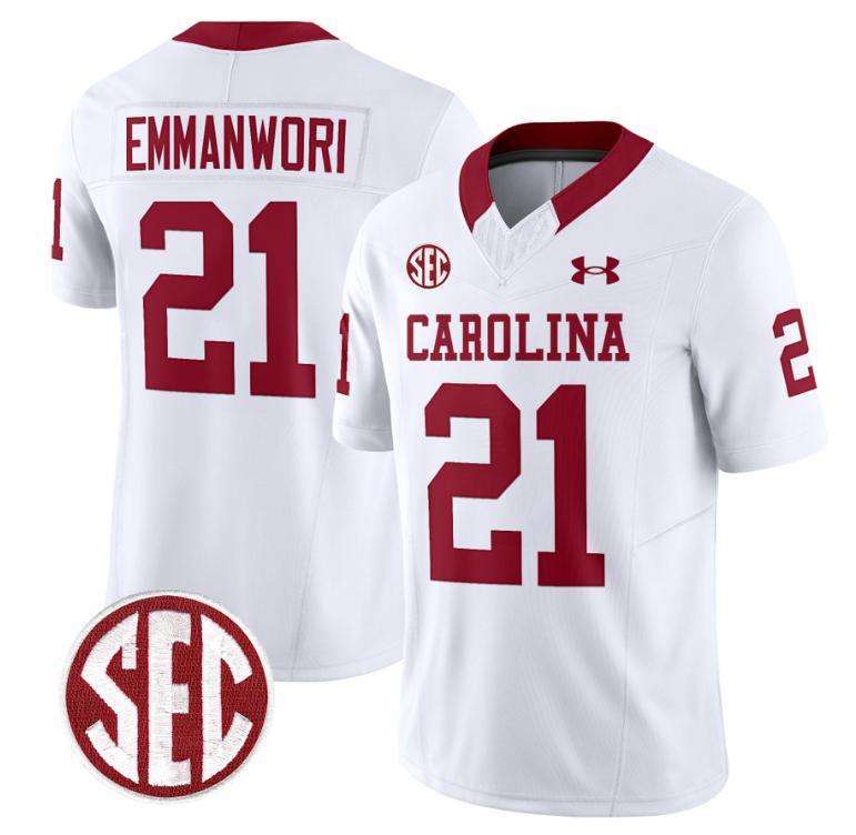 Nick Emmanwori Jersey #21 South Carolina Gamecocks Football 1980 Throwback Vapor Limited SEC Patch White