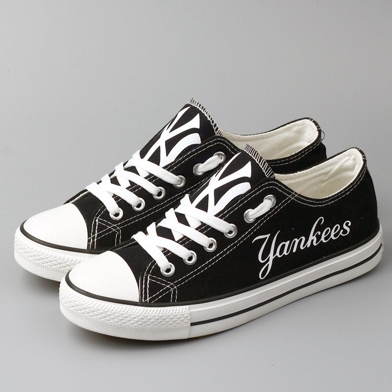 New York Yankees Limited Print MLB Baseball Fans Low Top Canvas Shoes Sport Sneakers T-D806H