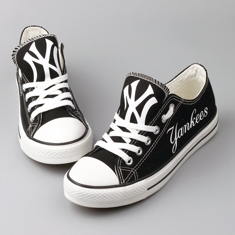 New York Yankees Limited Print MLB Baseball Fans Low Top Canvas Shoes Sport Sneakers T-D806H