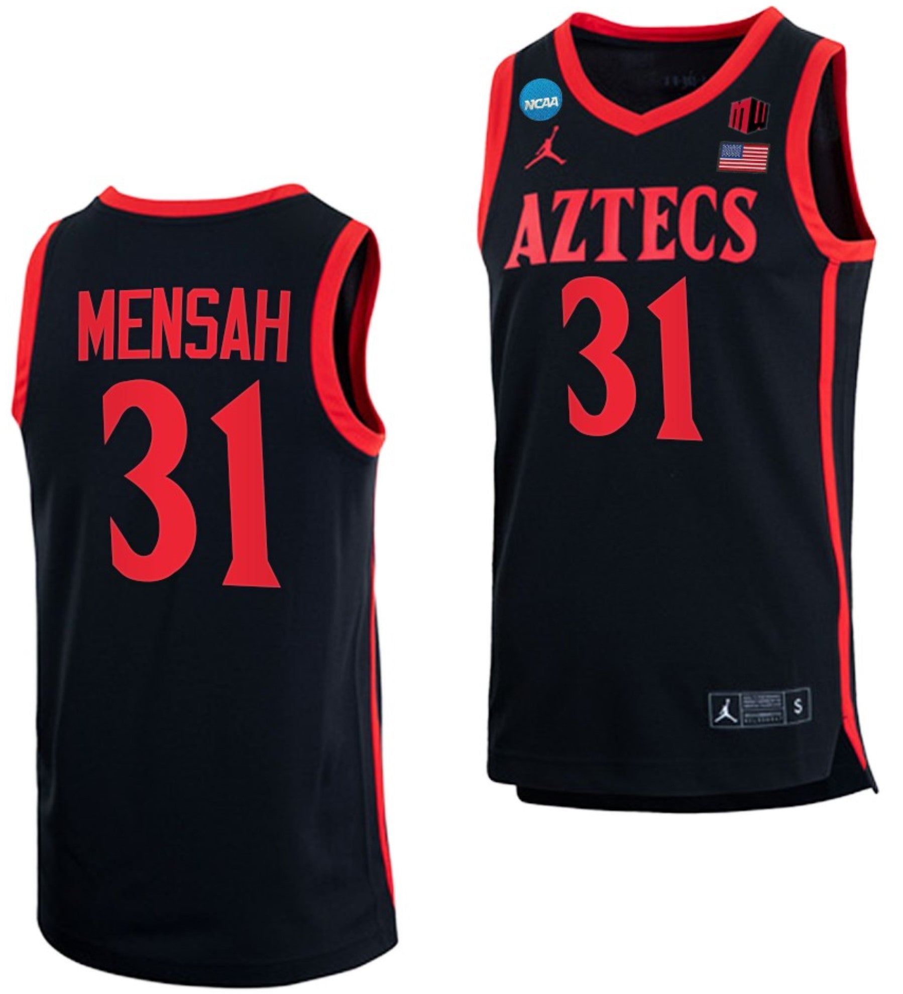 Nathan Mensah Jersey San Diego State Aztecs College Basketball 2023 NCAA March Madness Black #31