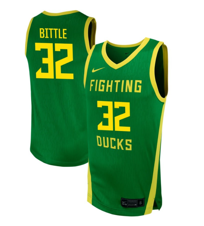 Nate Bittle Jersey #32 Oregon Ducks NIL Basketball Green