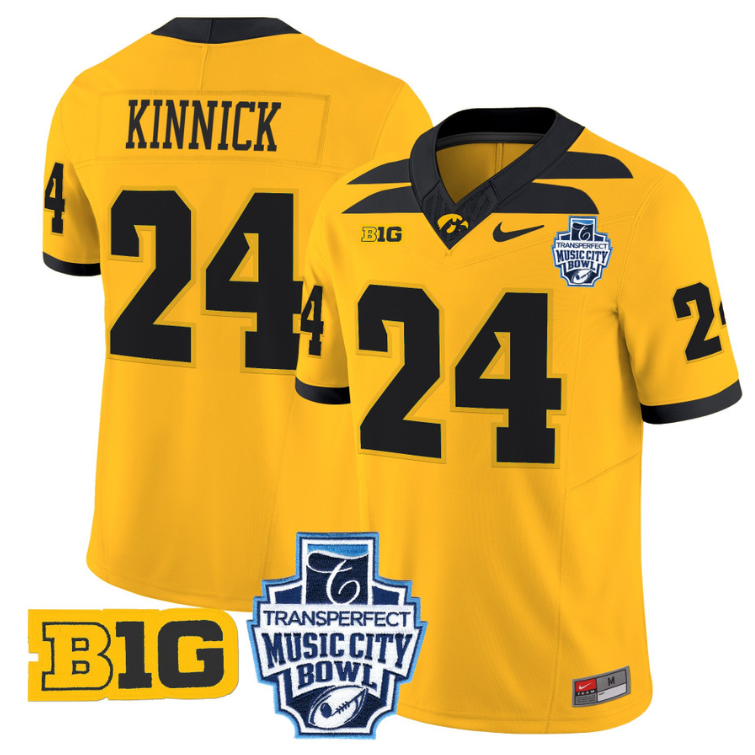 Nile Kinnick Jersey #24 Iowa Hawkeyes 2024 Music City Bowl Patch Gold