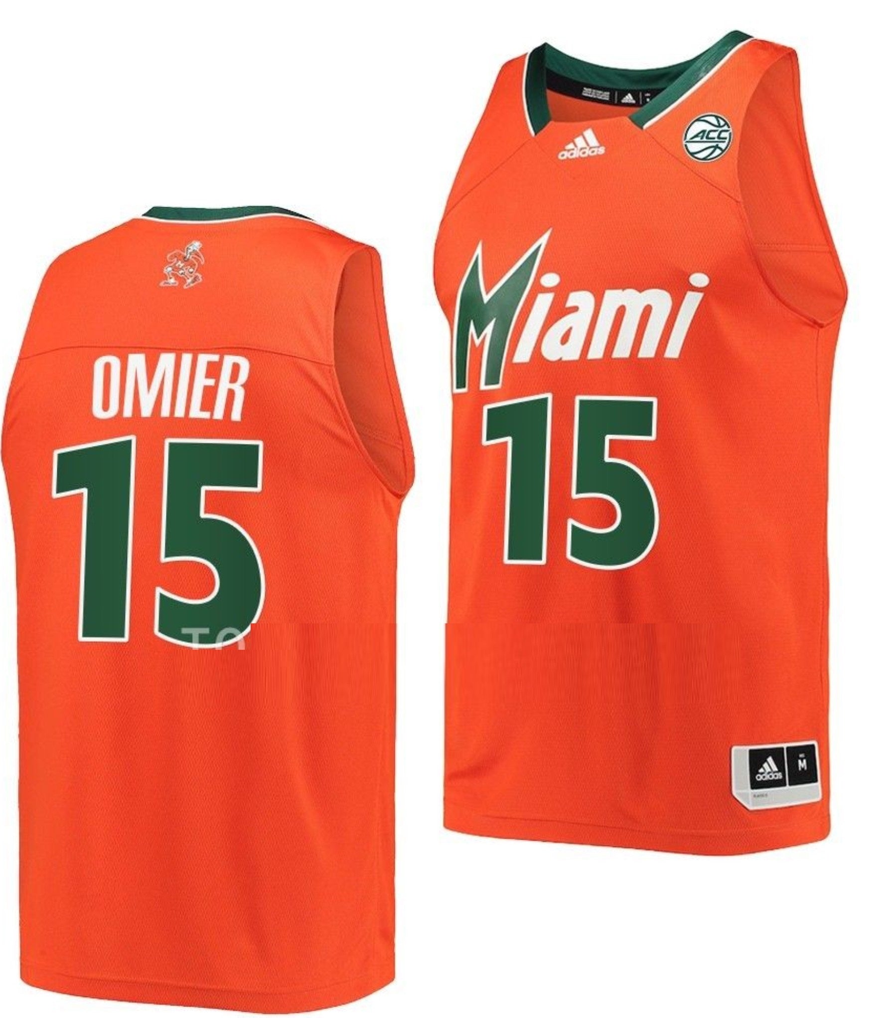 Norchad Omier Jersey Miami Hurricanes College Basketball Reverse Retro Orange #15