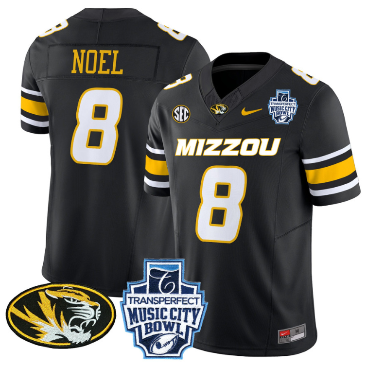 Nate Noel Jersey #8 Missouri Tigers 2024 Music City Bowl Black