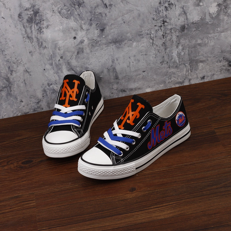 New York Mets Limited Print MLB Baseball Fans Low Top Canvas Shoes Sport Sneakers T-DJ138H