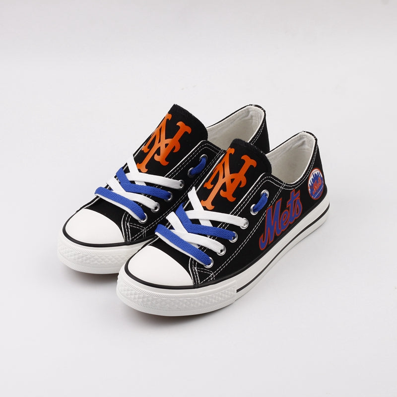 New York Mets Limited Print MLB Baseball Fans Low Top Canvas Shoes Sport Sneakers T-DJ138H