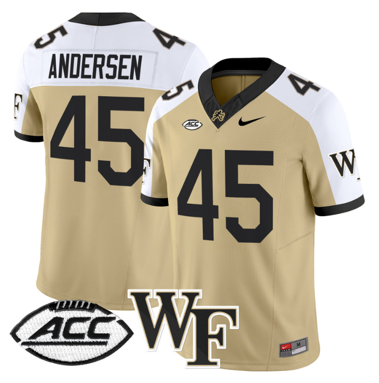 Nick Andersen Jersey #45 Wake Forest Demon Deacons 2024 Stitched Gold Alternate