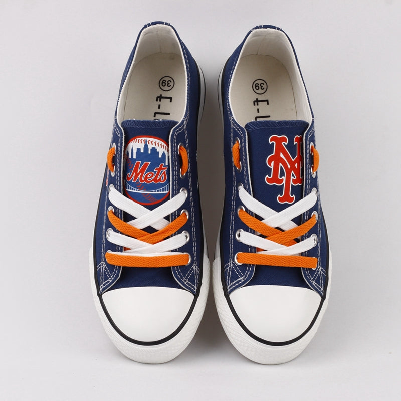New York Mets Limited Print MLB Baseball Fans Low Top Canvas Shoes Sport Sneakers T-DAC79L
