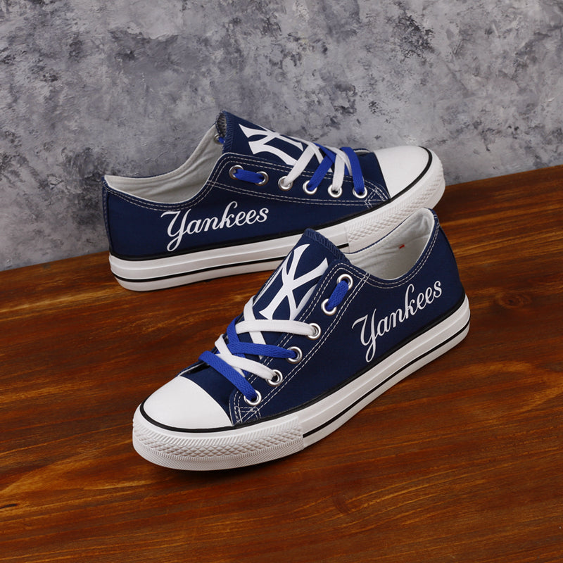 New York Yankees Limited Print MLB Baseball Fans Low Top Canvas Shoes Sport Sneakers T-D815L