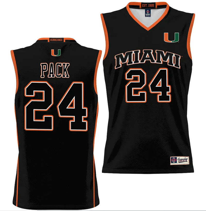 Nijel Pack Jersey #24 Miami Hurricanes NIL College Basketball Lightweight Black