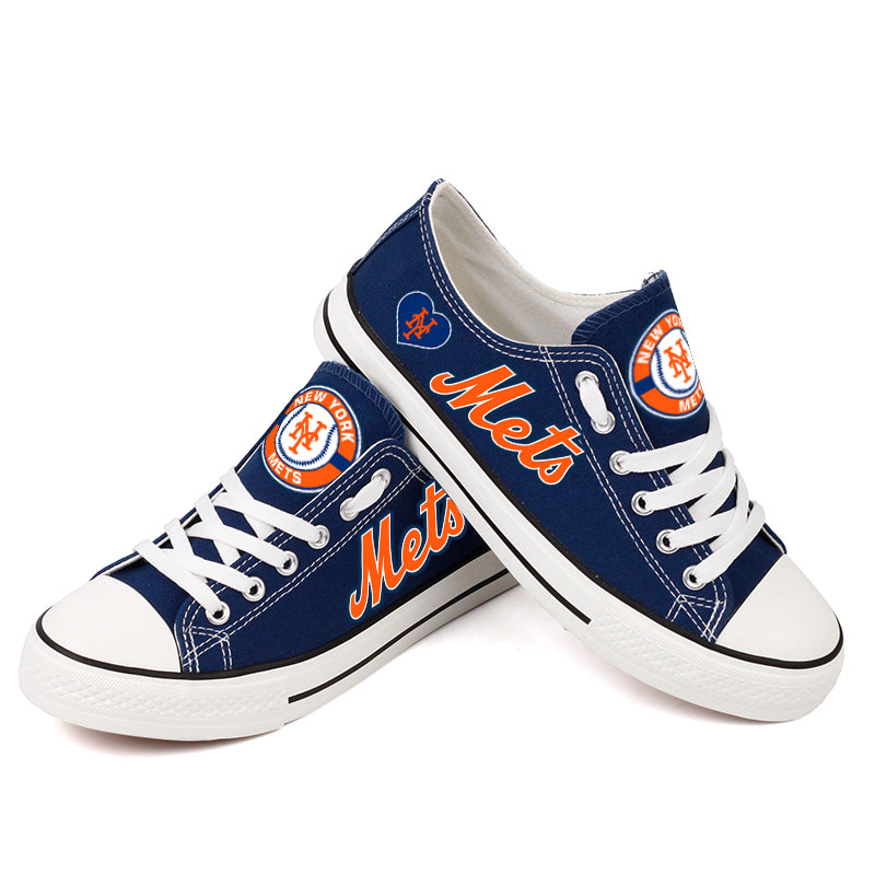 New York Mets Limited Print MLB Baseball Fans Low Top Canvas Shoes Sport Sneakers T-DAC184L