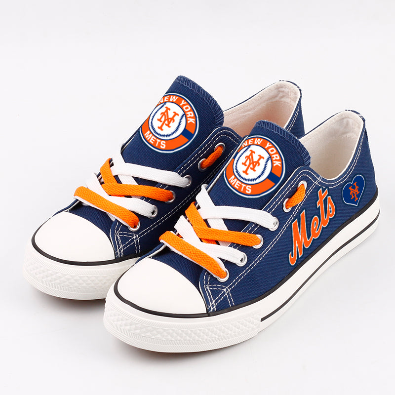 New York Mets Limited Print MLB Baseball Fans Low Top Canvas Shoes Sport Sneakers T-DAC184L