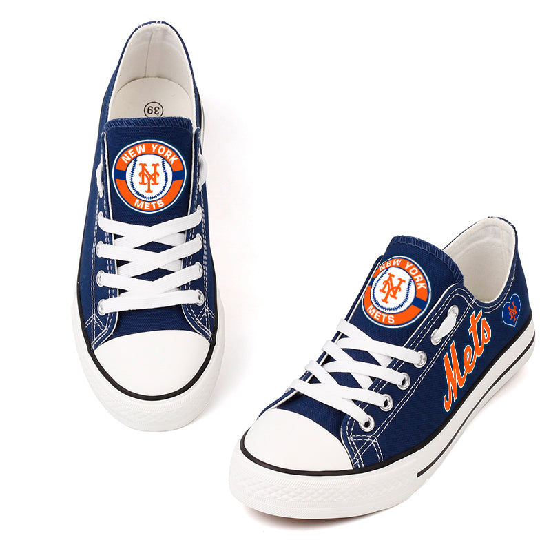 New York Mets Limited Print MLB Baseball Fans Low Top Canvas Shoes Sport Sneakers T-DAC184L