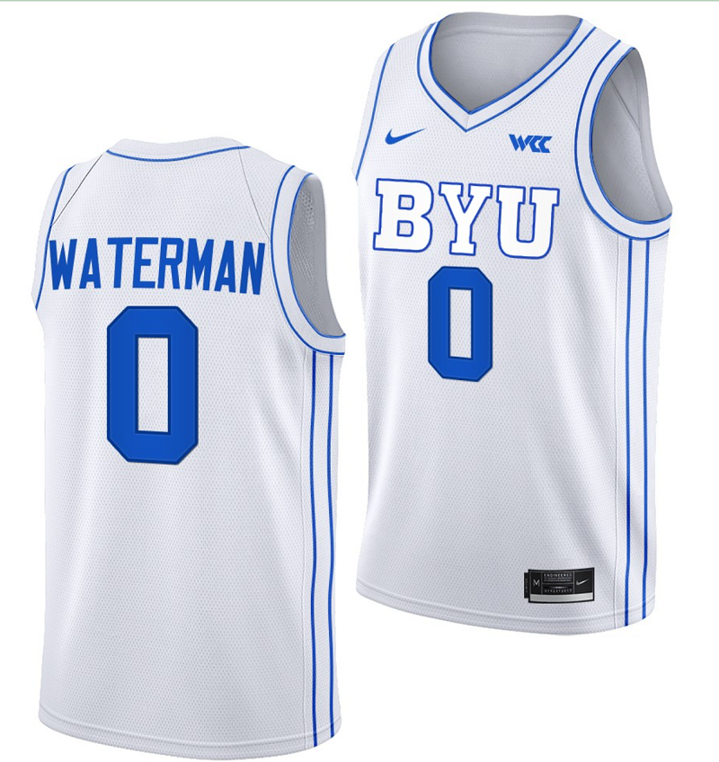 Noah Waterman Jersey #0 BYU Cougars College Basketball Jersey 2022-23 White