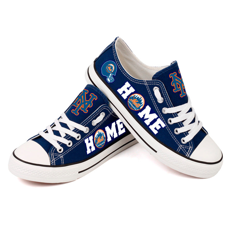 New York Mets Limited Print MLB Baseball Fans Low Top Canvas Shoes Sport Sneakers T-DAC162L