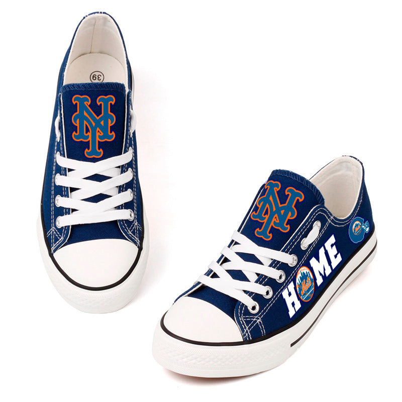 New York Mets Limited Print MLB Baseball Fans Low Top Canvas Shoes Sport Sneakers T-DAC162L