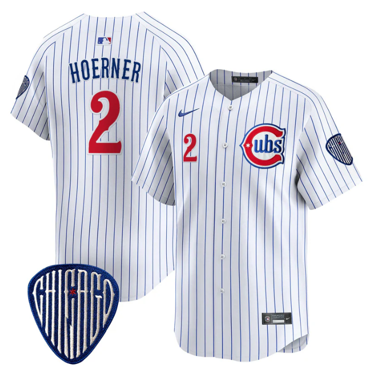 Nico Hoerner Jersey #2 Chicago Cubs Blue Alternate Vapor Premier Limited Stitched Pinstripe