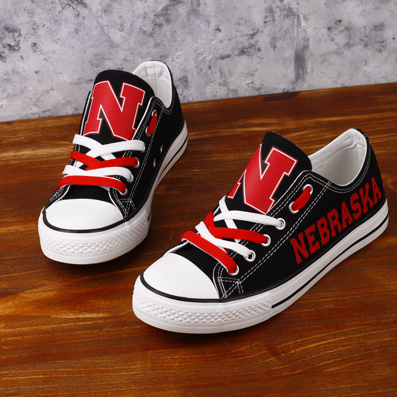 Nebraska Cornhuskers Limited Print NCAA College Students Low Top Canvas Shoes Sport Sneakers