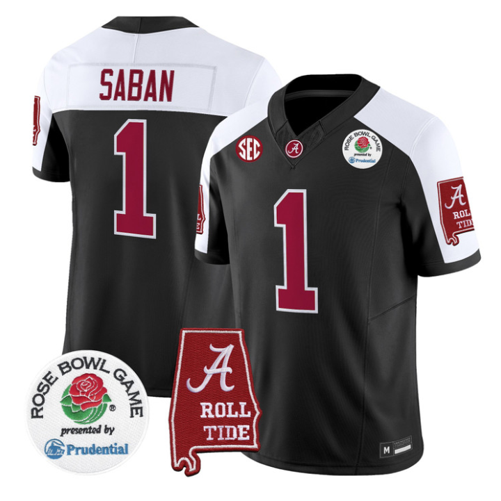 Nick Saban Jersey #1 Alabama Crimson Tide 2026 Rose Bowl Patch Stitched