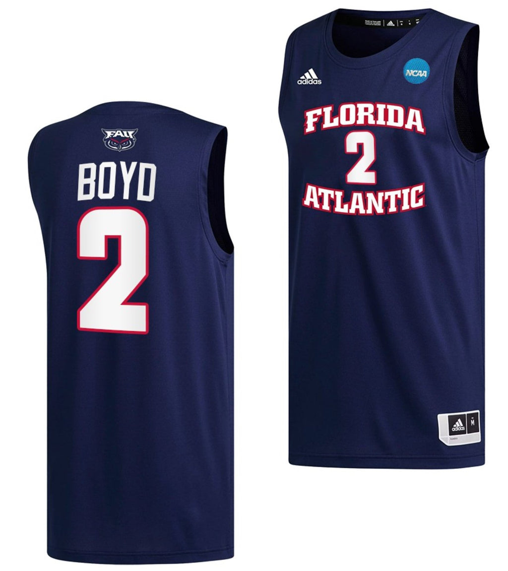 Nicholas Boyd Jersey FAU Owls College Basketball 2023 NCAA March Madness Navy #2