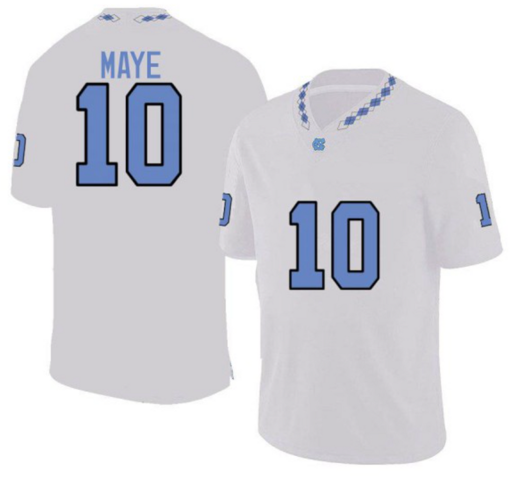 North Carolina Tar Heels Game Drake Maye Jersey #10 College Football White