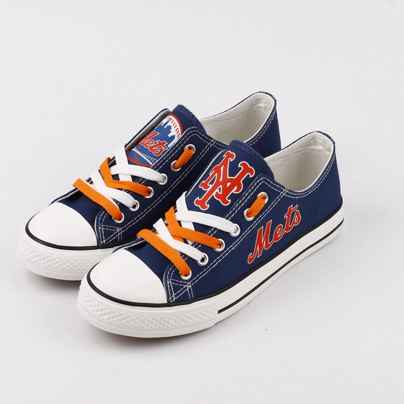 New York Mets Limited Print MLB Baseball Fans Low Top Canvas Shoes Sport Sneakers T-DAC79L