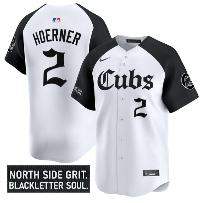 Nico Hoerner Jersey #2 Chicago Cubs Gothic North Side Edition Vapor Limited Stitched Alternate