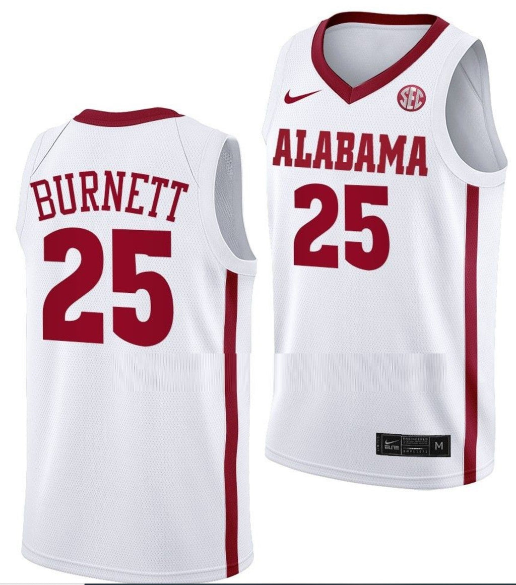 Nimari Burnett Jersey Alabama Crimson Tide College Basketball White #25
