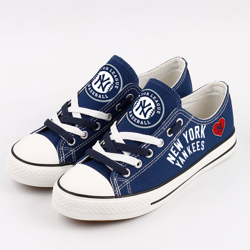New York Yankees Limited Print MLB Baseball Fans Low Top Canvas Shoes Sport Sneakers T-DAC185L