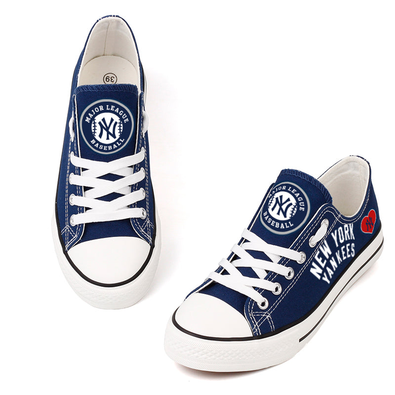 New York Yankees Limited Print MLB Baseball Fans Low Top Canvas Shoes Sport Sneakers T-DAC185L