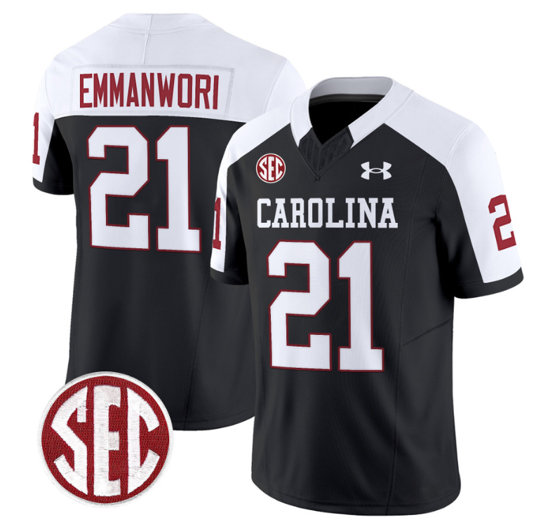 Nick Emmanwori Jersey #21 South Carolina Gamecocks Football 1980 Throwback Vapor Limited SEC Patch Black Alternate