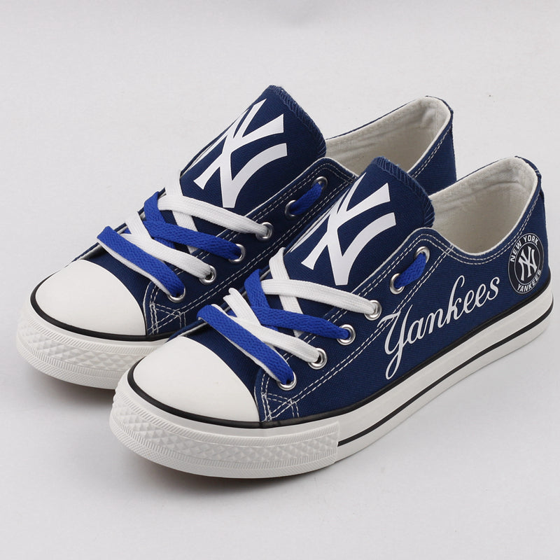 New York Yankees Limited Print MLB Baseball Fans Low Top Canvas Shoes Sport Sneakers T-DJ169L