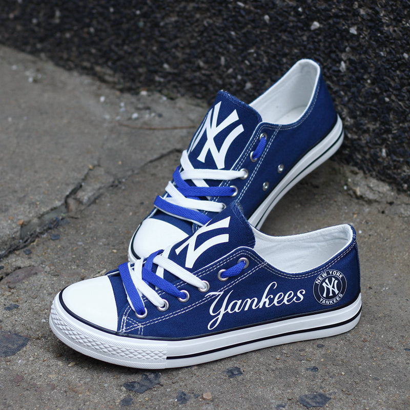 New York Yankees Limited Print MLB Baseball Fans Low Top Canvas Shoes Sport Sneakers T-DJ169L