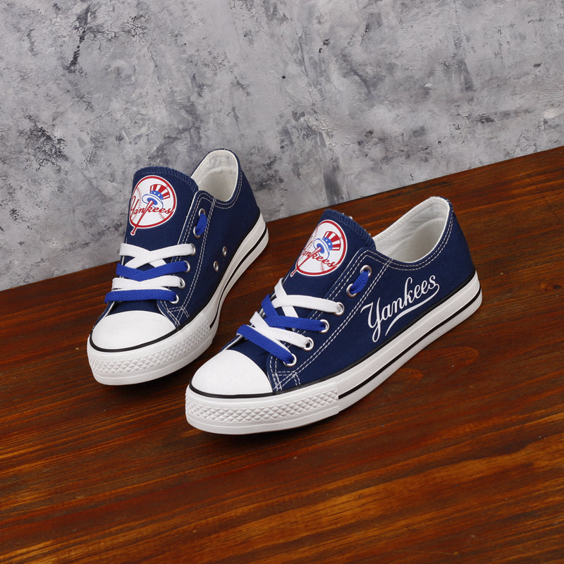 New York Yankees Limited Print MLB Baseball Fans Low Top Canvas Shoes Sport Sneakers T-DAC136L